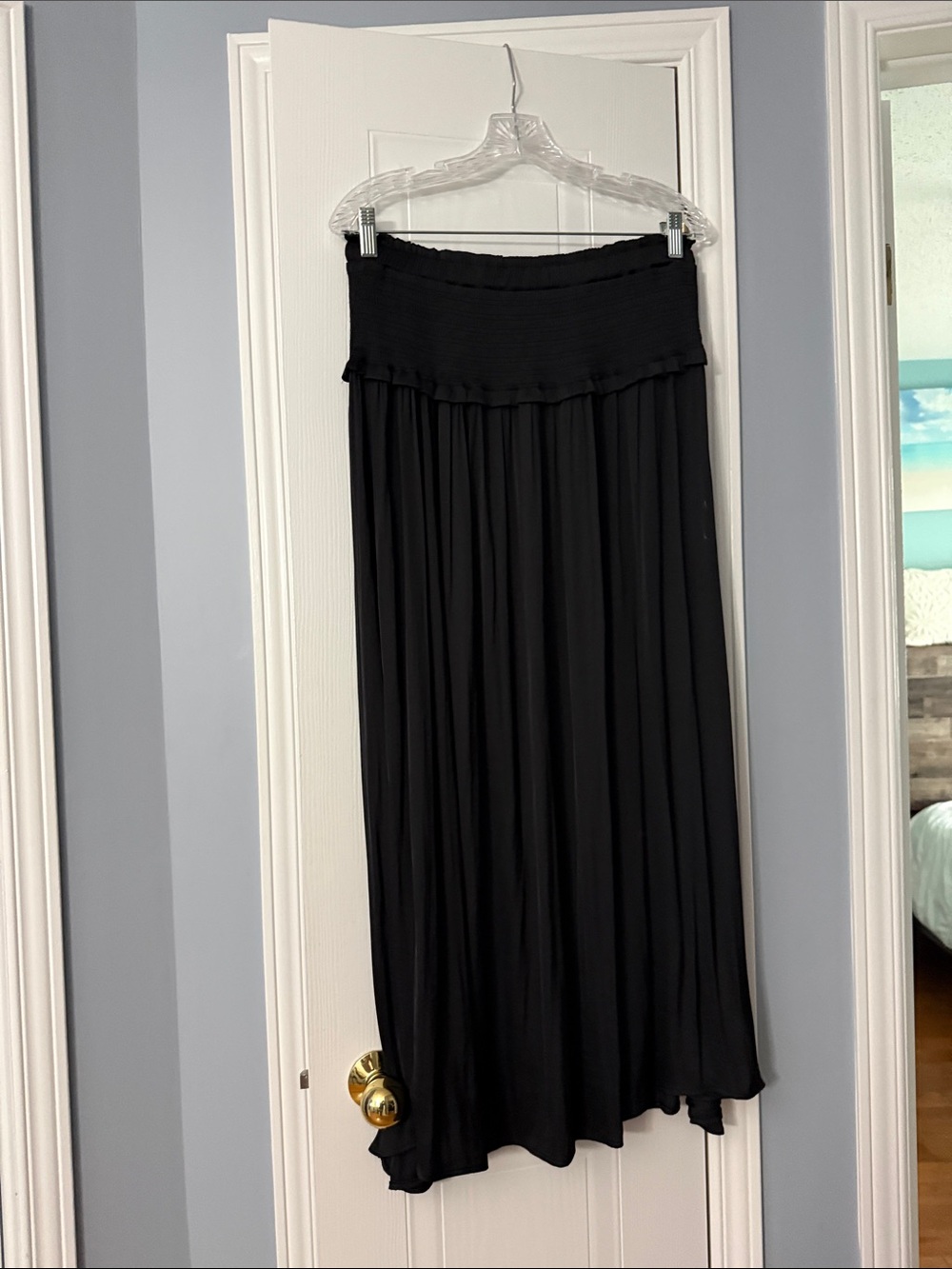 Women's Black Fold-Over Waist Maxi Skirt